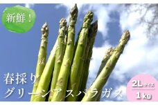 新鮮！春採り グリーンアスパラガス2Lサイズ1kg 東山農場　D066