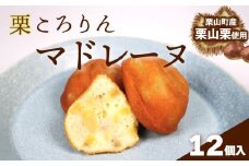 北海道栗山町産「栗山栗」100％使用！こだわり素材の手作りマドレーヌ（12個入）　C135
