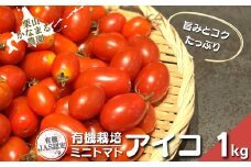 有機栽培 ミニトマト「アイコ」1kg　栗山かなまる農園　B051