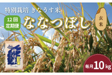 【玄米12ヶ月定期便】特別栽培「きなうす米」ななつぼし10kg×12回　U006