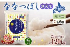 【令和7年産先行予約】北海道 定期便 6ヵ月連続6回 令和7年産 ななつぼし 無洗米 5kg×4袋 特A 米 白米 ご飯 お米 ごはん 国産 ブランド米 時短 便利 常温 お取り寄せ 産地直送 送料無料  [№5783-0428]