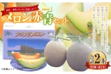 メロン 赤・青セット （1玉 約1.6kg） 【2026年7月上旬～7月下旬迄順次発送予定】 果物 フルーツ めろん 2玉 詰め合わせ セット 赤肉 青肉 北海道 浦臼町