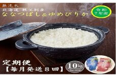 【新米予約受付】令和7年産 無洗米ななつぼし＆無洗米ゆめぴりか定期便80kg(毎月10kg(各5kg)×8か月)