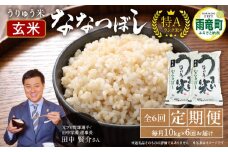 【定期便全6回】令和6年産 うりゅう米  ななつぼし 玄米 10kg（5kg×2袋）毎月1回お届け お米 米 ごはん ご飯 6ヶ月 連続お届け 定期便 特A  単一原料米 お弁当 国産 人気 おすすめ kome 雨竜町