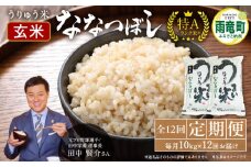 【定期便全12回】令和6年産 うりゅう米 ななつぼし 玄米10kg（5kg×2袋）毎月1回お届け お米 米 ごはん ご飯 12ヶ月 連続お届け 定期便 特A  単一原料米 お弁当 国産 人気 おすすめ kome 雨竜町