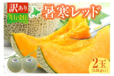 【令和7年産先行予約】【訳あり】北海道メロン 暑寒レッド 2玉 (3.2kg以上×1箱)《2025年9月より発送予定》ワケあり 家庭用 赤肉メロン わけあり 規格外 傷 不揃い くだもの フルーツ メロン めろん 9月 北海道 雨竜町