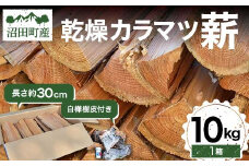 沼田町産 乾燥カラマツ薪 長さ約30cm 10㎏ 白樺樹皮付き キャンプ アウトドア用品