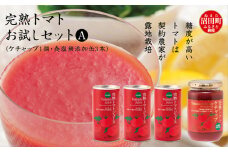 完熟トマトお試しセットA（ケチャップ1個・無塩缶3本）保存料 無添加 国産 北海道産 とまと 野菜ジュース 美容 健康 ヘルシーDo認定 ESSEふるさとグランプリ銀賞 n-0062