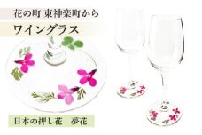 花の町 東神楽町から＜押し花ワイングラスセット赤A＞（夢花）