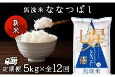  令和7年産新米≪先行予約≫【お米の定期便】ななつぼし 5kg 《無洗米》全12回