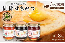 【定期便・頒布会】3ヵ月連続お届け！東神楽産採れたまんまの純粋はちみつ 600ｇ 蜂蜜 ハチミツ