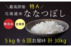 令和6年産　特Aななつぼし（無洗米）5kg×6回コース【定期便】