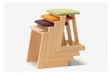ハンの木の家具 スタッキングスツール（布座）グリーン