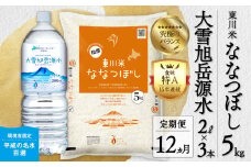 【R７年産新米先行予約】【12ヵ月定期便】東川米ななつぼし「白米」5kg+水セット（2025年12月下旬より発送予定）