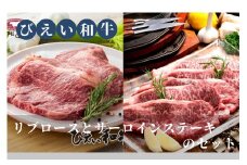 リブロース & サーロインステーキ セット (各360g) 「びえい和牛」ファームズ千代田 [054-07]
