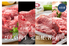 ファームズ千代田 「びえい和牛」定期便 (540g4回便)[130-03]