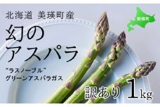 【令和8年産先行予約】 幻のアスパラ 『訳あり』 1kg ラスノーブル <令和8年産 >北海道 美瑛町 本山農場 グリーンアスパラ | グリーン アスパラガス アスパラ あすぱら あすぱらがす 採れたて 新鮮 旬 産地直送 野菜 [012-183]