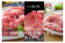 ファームズ千代田 「びえい和牛」お肉食べ比べセットA(各180g) | 冷凍 人気 送料無料 お取り寄せ 北海道 美瑛 おすすめ お土産 御礼 ギフト 北海道土産 おみやげ お土産 高級 特選 贅沢 食べ比べ バラエティ 詰め合わせ 詰合せ つめあわせ セット 和牛 牛肉 カルビ ロース 国産 国産牛 国産牛肉 すき焼き リブロース[029-11]