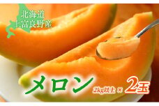 北海道 上富良野 町産 「 ふらの メロン 」 大玉 秀品 2玉 約 2kg 以上 赤肉 メロン 産地直送 富良野 フルーツ 果物類 フルーツ メロン赤肉