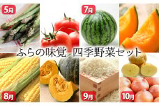【2024年発送】ふらの味覚 四季野菜セット アスパラ スイカ トウモロコシ カボチャ ユメピリカ 玉ネギ ジャガイモ 北海道 上富良野町 定期便 各月 お届け 野菜 やさい 先行受付