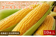 【北海道上富良野町産】しんや農園のイエロースイートコーン「ゴールドラッシュ」10本