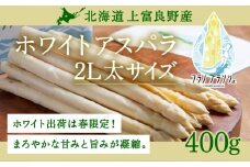 先行予約 【 2026年 発送 ！】 北海道 上富良野産 ホワイトアスパラガス 2L サイズ 400g アスパラ ホワイト アスパラガス 上富良野町 令和7年発送 野菜 やさい【オンライン決済限定】