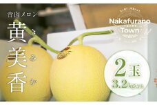 【2025年発送】中富良野産　黄美香（青肉）メロン2玉　3.2kg以上