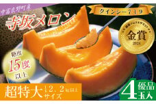 【2025年発送】【中富良野町】寺坂メロン　4玉入り（赤肉超特大）