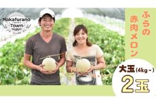 【2025年発送】ふらのメロン(赤肉)大玉2玉（計4㎏～）