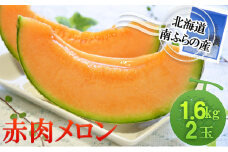 南ふらの産赤肉メロン1.6kg×2玉 北海道 南富良野町 メロン 赤肉メロン 果物 フルーツ デザート