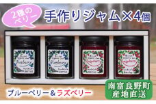 2種のベリー【ブルーベリー＆ラズベリー】手作りジャムセット 各2個 北海道 南富良野町 ジャム ベリー ブルーベリー ラズベリー ソース
