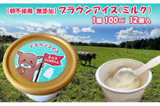 【卵不使用・無添加】ブラウンアイス（100ml）12個セット 北海道 南富良野町 アイス デザート おやつ 無添加 バニラアイス バニラ アイスクリーム