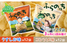 【3ヵ月に1回お届け】JAふらの ポテトチップス 【ふらのっち】うすしお＆コンソメ各12袋 計24袋 ふらの農業協同組合(南富良野町) 芋 菓子 スナック じゃがいも お菓子 ポテチ 定期便