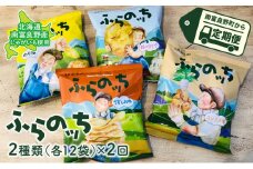 【3ヵ月に1回お届け】JAふらの ポテトチップス 【ふらのっち】2種類 各12袋 計24袋 うすしお コンソメ のり塩 ガーリック ふらの農業協同組合(南富良野町) 菓子 スナック お菓子 ポテチ