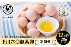 ＜定期便＞【20個×12ヶ月コース】20個（18個＋割れ補償2個） 安心・安全な『下川六〇酵素卵』を毎日の食卓に！ ブランド卵 下川ろくまる あべ養鶏場 割れ補償付き たまご 玉子 タマゴ ふるさと 納税 国産 北海道産 北海道 下川町 F4G-0135