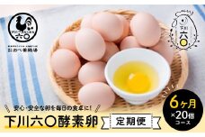 ＜定期便＞【20個×6ヶ月コース】20個（18個＋割れ補償2個） 安心・安全な『下川六〇酵素卵』を毎日の食卓に！ 下川ろくまる あべ養鶏場 割れ補償付き ブランド卵 たまご 玉子 タマゴ ふるさと 納税 国産 北海道産 北海道 下川町 F4G-0134