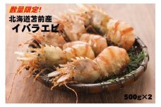 【急速冷凍】北海道苫前産イバラエビ　500g×2《数量限定》（えび・海老・ボタン・シマ・甘・正月・海鮮・魚介類・北海道・刺身・生・ボイル・小分け・３D冷凍）