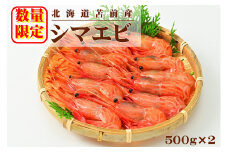 【急速冷凍】北海道苫前産シマエビ　500g×2《数量限定》（えび・海老・ボタン・甘・イバラ・正月・海鮮・魚介類・北海道・刺身・生・ボイル・小分け・３D冷凍）