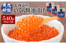 【10営業日以内発送！】天然秋鮭 いくら醤油漬け 540g(180g×3) |   いくら イクラ 醤油漬け 鮭 秋鮭 いくら丼 小分け 国産 天然 さけ 卵 魚卵 海鮮 人気 旬 新鮮 瓶詰 ご飯のお供 セット 北海道 ふるさと納税 羽幌町 羽幌 オンライン申請 ワンストップ 限度額【0211503】