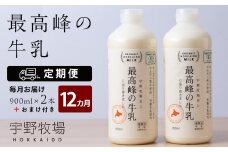 【定期便 12ヶ月】 最高峰の牛乳 2本(900ml×2本) お楽しみ おまけ付き