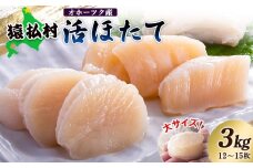 「活ほたて」大サイズ３ｋｇ（12～15枚）　オホーツク産【16016】