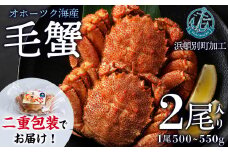 【数量限定】北海道産 毛がに 2尾 (１尾500g～550g)【株式会社シーグレイセス】浜頓別 塩茹で カニ