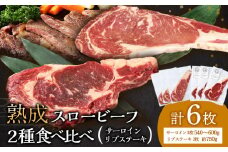 放牧牛 スロービーフ サーロインステーキ180g~200g 3枚＆リブステーキ250g前後 3枚(合計750g以上) 食べ比べセット 杉山牧場 北海道 浜頓別 肉 牛 牛肉 ウエットエイジング