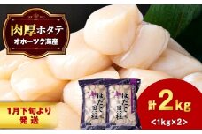 【1月末発送】ほたて 大粒 貝柱 冷凍 2kg（1kg×2パック） お取り寄せ 刺身 《横田水産》