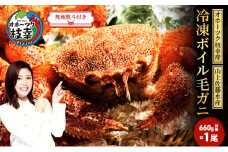 【無地のし】 冷凍ボイル毛ガニ 660g前後×1尾［オホーツク枝幸産］山上佐藤水産 カニ かに 毛ガニ 北海道 海鮮 名物 贈答用 ギフト お中元 お歳暮 お祝い のし 熨斗