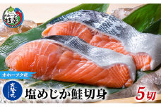 北隆丸 塩めじか鮭切身5切 オホーツク枝幸産【 鮭 サケ サーモン 切り身 干物 魚貝類 魚介類 漬け 漬魚 塩漬け 加工食品 北海道 オホーツク 枝幸 】