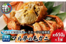 マル夢の毛ガニ約650g前後×1尾【冷凍ボイル】オホーツク枝幸産