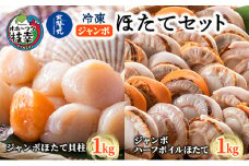 北隆丸 冷凍ジャンボほたてセット ほたて貝柱1kg [26～40玉]・ハーフボイルほたて1kg [16～25個] オホーツク産【 ほたて 帆立 ホタテ 魚貝類 魚介類 海鮮 大粒 ボイル 生 冷凍 加工食品 北海道 オホーツク 枝幸 】