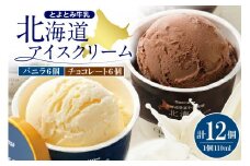 とよとみ牛乳 北海道アイスクリーム バニラ チョコレート 各110ml×6個 計12個