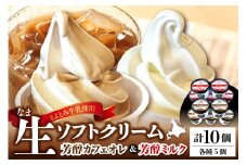 生ソフトクリーム【芳醇カフェオレ／芳醇ミルク】 計10個